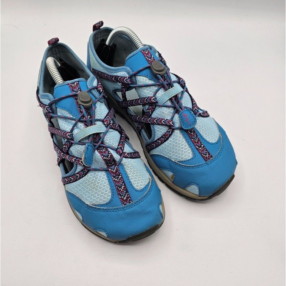 Chaco Outcross Hiking Water Shoes‎ Youth Size 5 Blue Mesh Bungee Laces